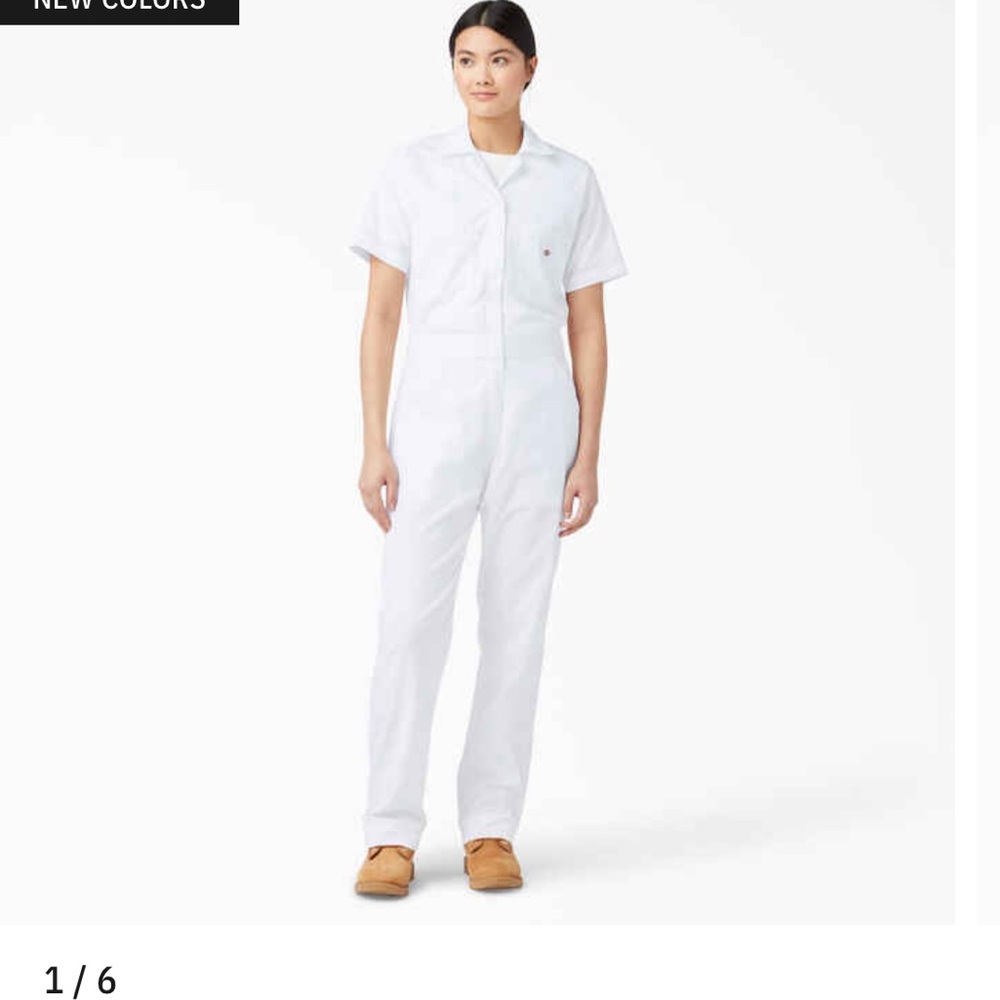White Dickies Short Sleeve Cooling Coveralls Size SMALL